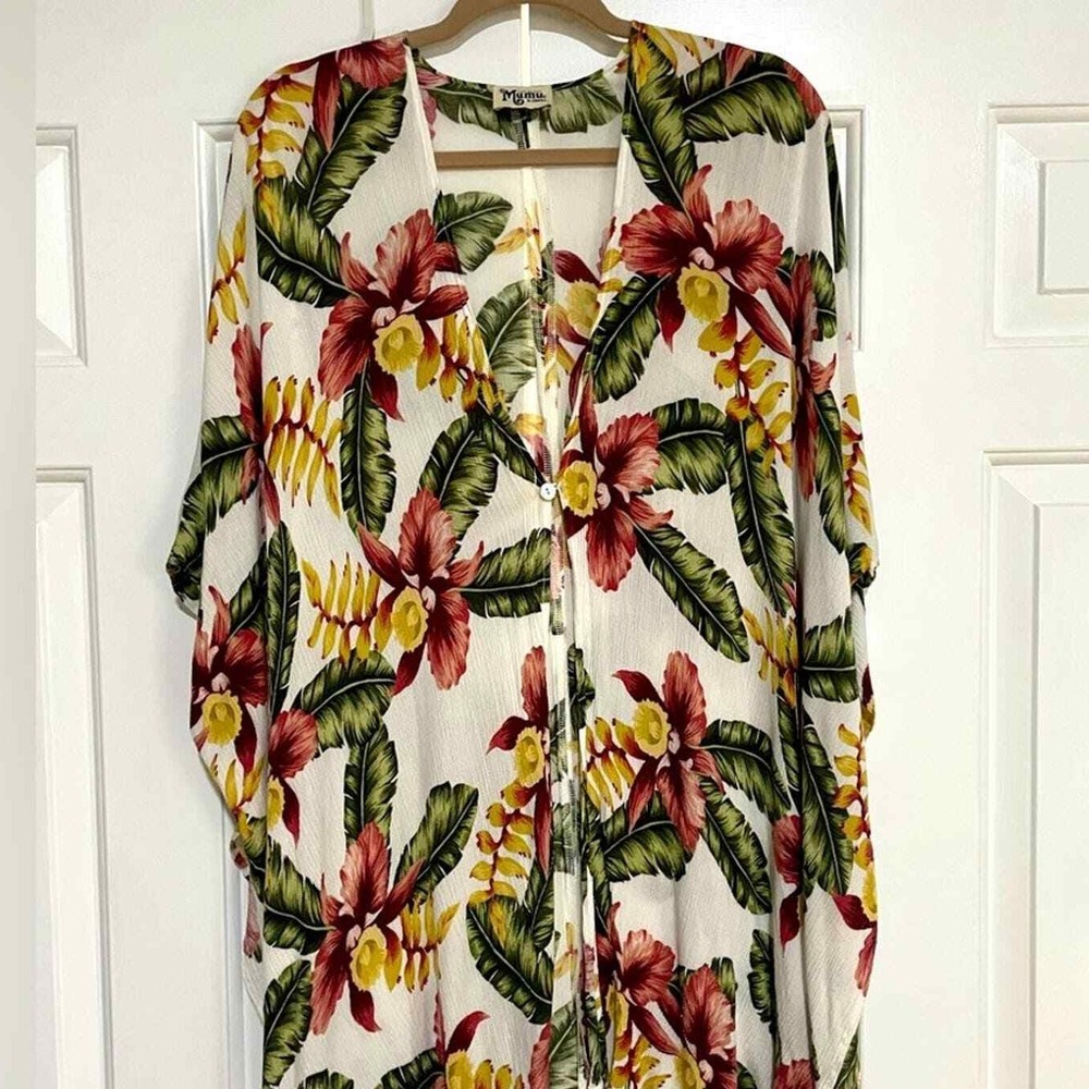 Show Me Your Mumu Hawaiian Tropical open cardigan Swim Coverup, size XS